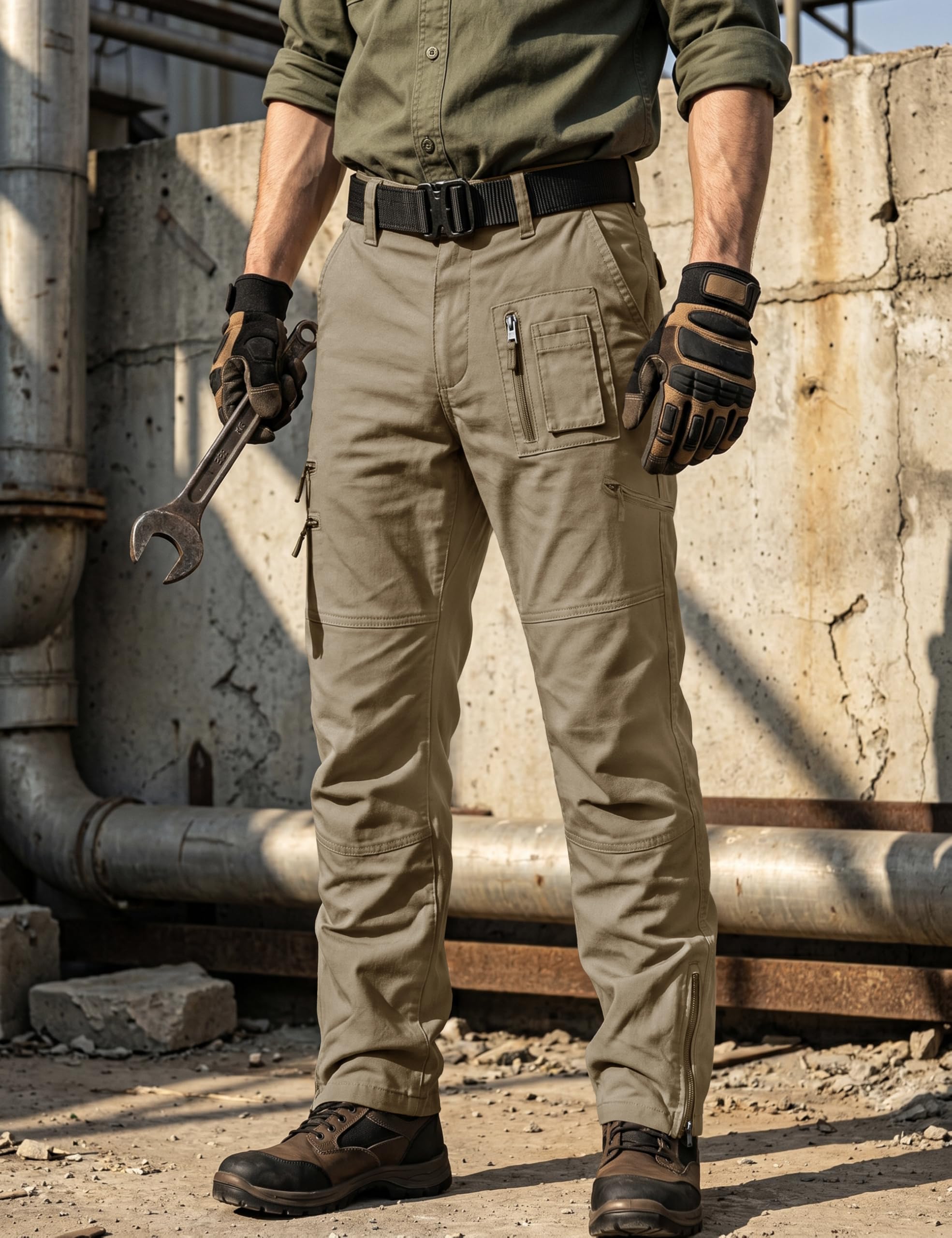 MAGCOMSEN Pantalones tácticos de Combate de algodón Liso de Verano para Exteriores con múltiples Bolsillos para Hombres