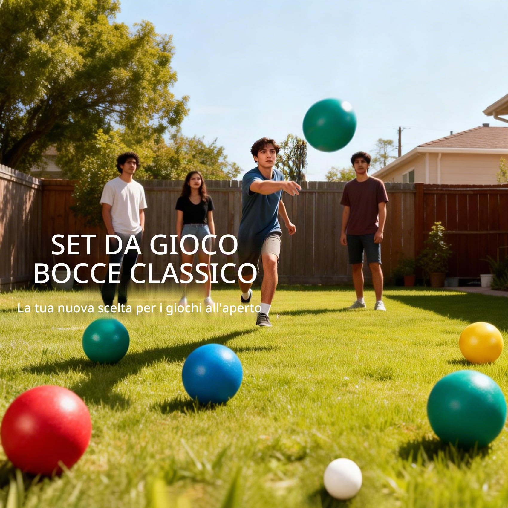 Set per gioco di bocce, set di bocce più leggero da 84 mm con 8 bocce in PE | Borsa per il trasporto | Nastro di misurazione - Giochi da famiglia per esterni per cortile/prato/spiaggia