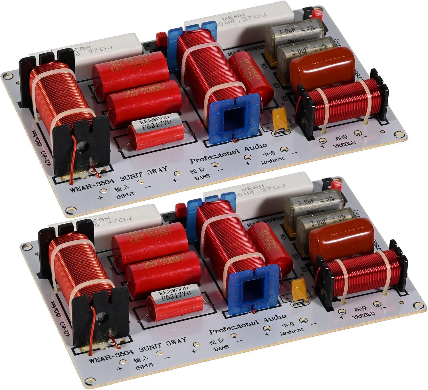 2pcs 350W 3 Way Speaker Crossover for Car Audio, Audio Crossover Filters Frequency Divider Module Board