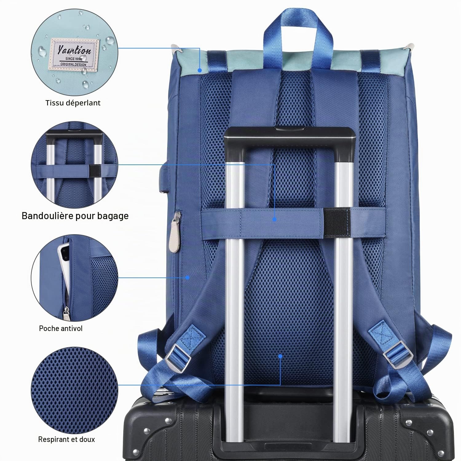 YAMTION Sac à Dos pour Ordinateur Portable 17 Pouces pour Femmes et Hommes,Sac à Dos d'École Sac Lycée Sac Scolaire Cartable Collège Sacoche pour Filles et Garçons