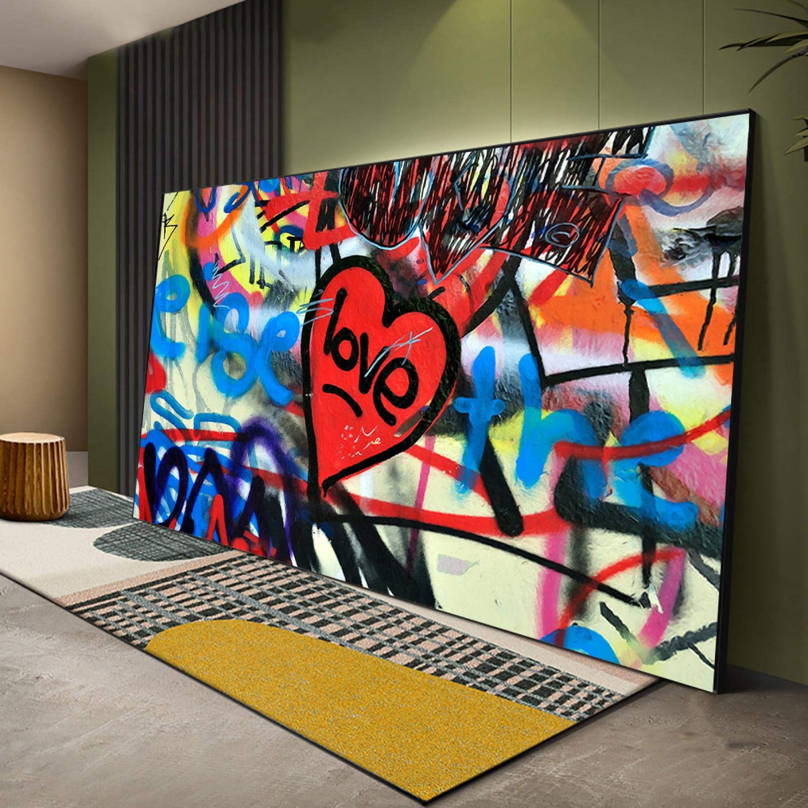 Abstraktes Graffiti-Wandbild | 76,2x152,4 Cm | Leinwand Auf Holzrahmen | Fertig Zum Aufhängen Für Wohnzimmer & Büro