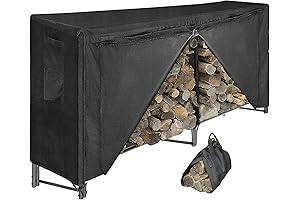 8ft Indoor & Outdoor Firewood Rack with Waterproof Cover