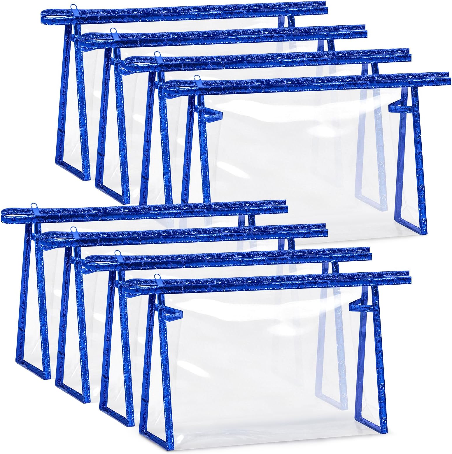 8 Pack Clear Makeup Bags Cosmetic Bags Set Waterproof PVC Clear Toiletry Bag with Zipper, Makeup Organizer Storage Pouches Fit Carry-on Travel Essentials (8, Blue)