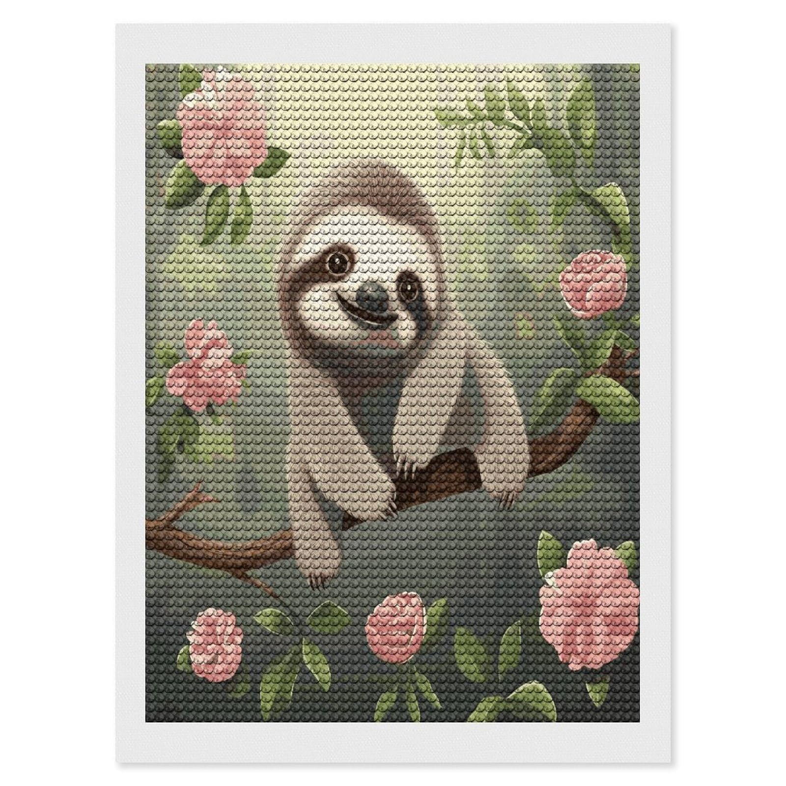 JTREHY Cute Baby Sloth Diamond Art Kits Personalized DIY Round Diamond Painting Kits for Beginner Full Drill Diamonds Dots Paintings for Adults Gem Art Crafts Home Decor