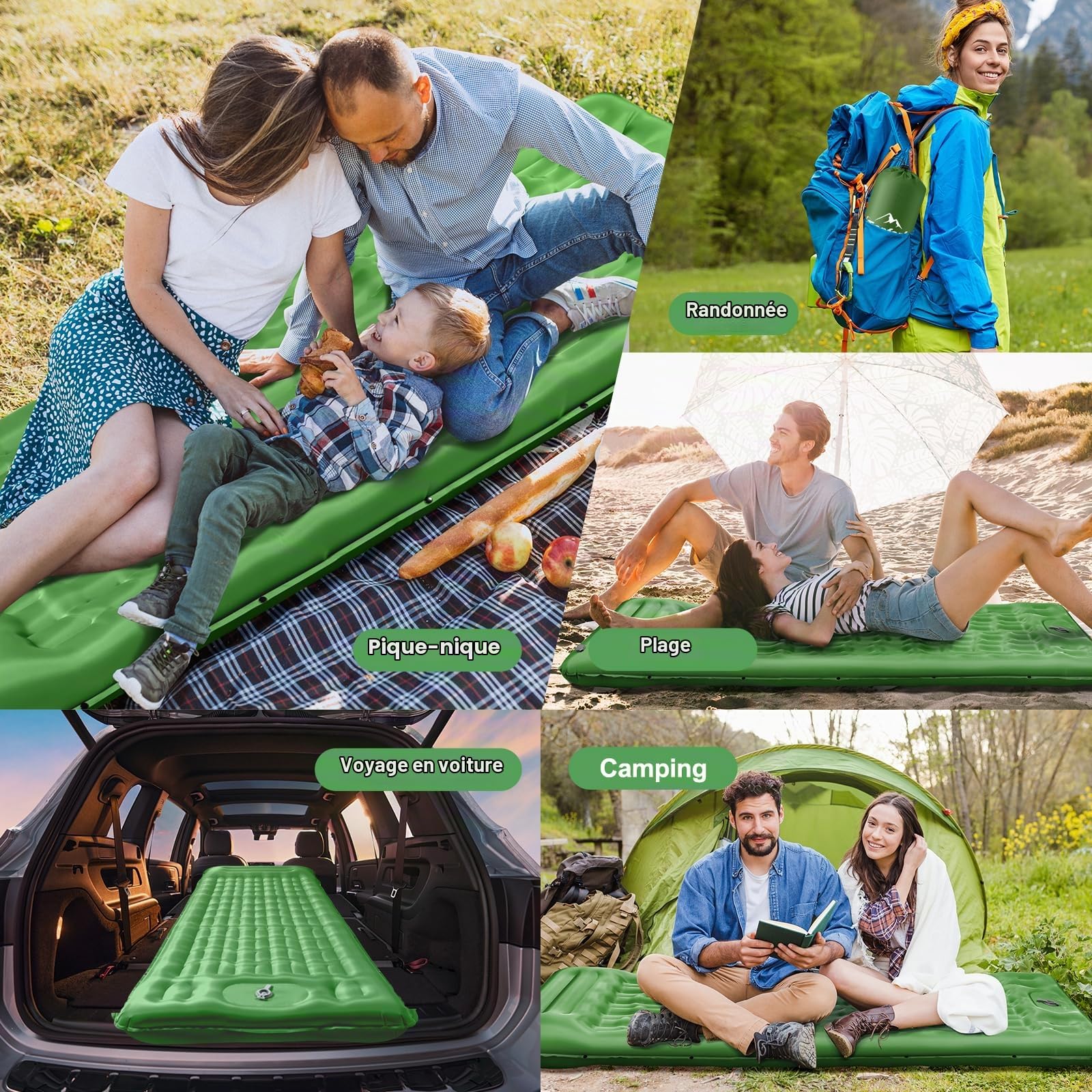 Tonfarb Matelas de Camping avec Pompe à Pied, 12cm Épaisseur Matelas Gonflables de Camping, Matelas Autogonflant avec Oreiller pour Camping, Voyage, Plage