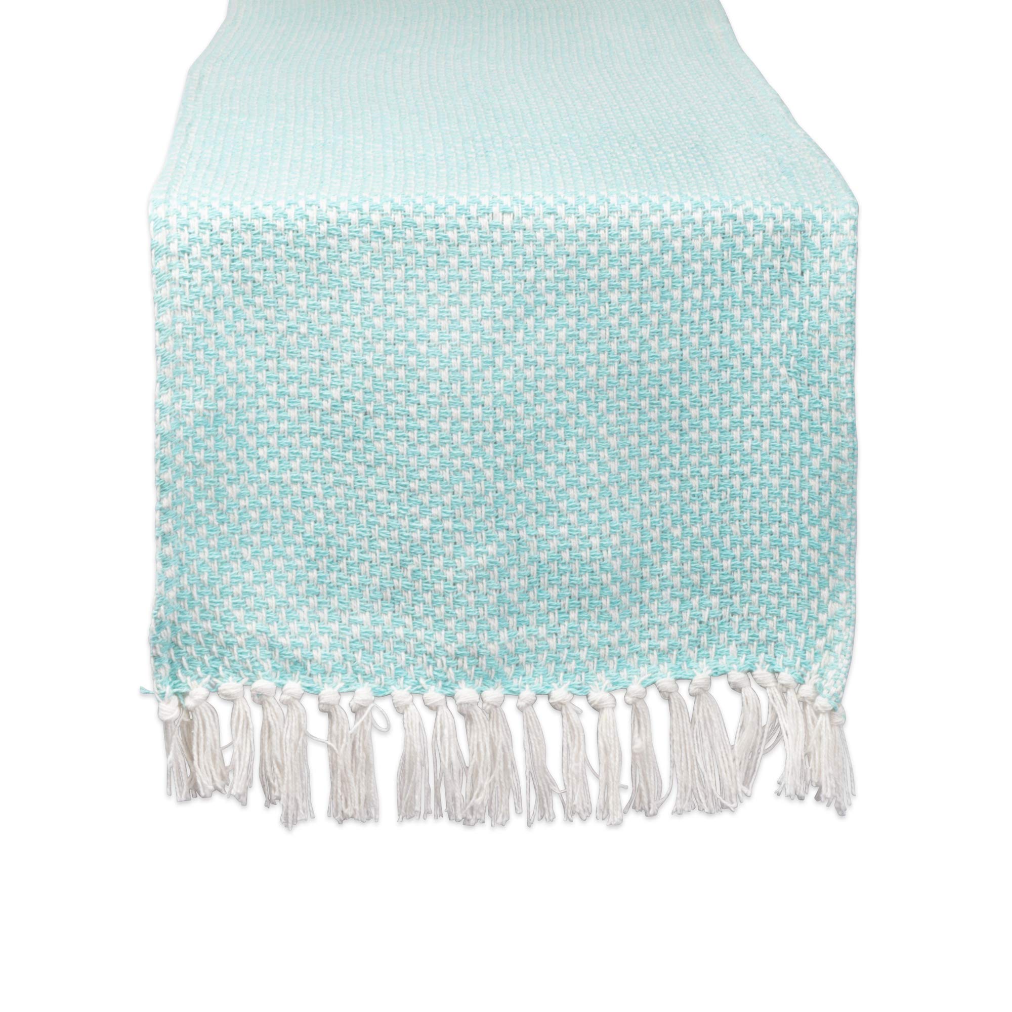 DII 100% Cotton Knit Table Runner, Aqua, 15 x 72 inches