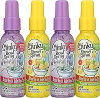 Stinky Bowl Spray Set of 4 by Treasure Isle - Toilet Bathroom Deodorizer, Citrus & Lavender Scents, 1.85oz Travel Size 100 Uses Each
