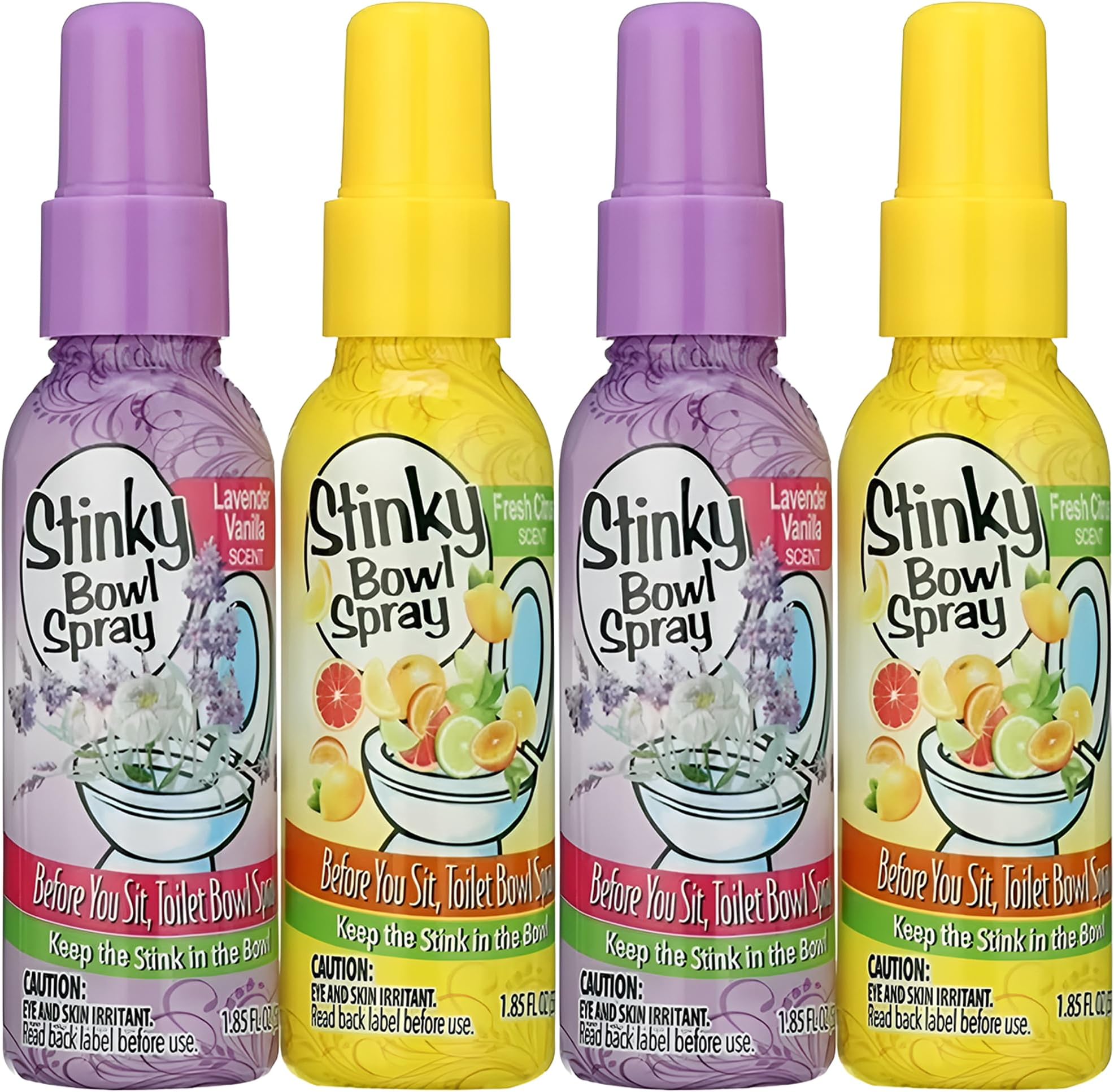 Scented Bowl Spray Set of 4 1.8 oz - Bathroom Deodorizer for Toilet - Features the scent of fresh citrus and lavender!
