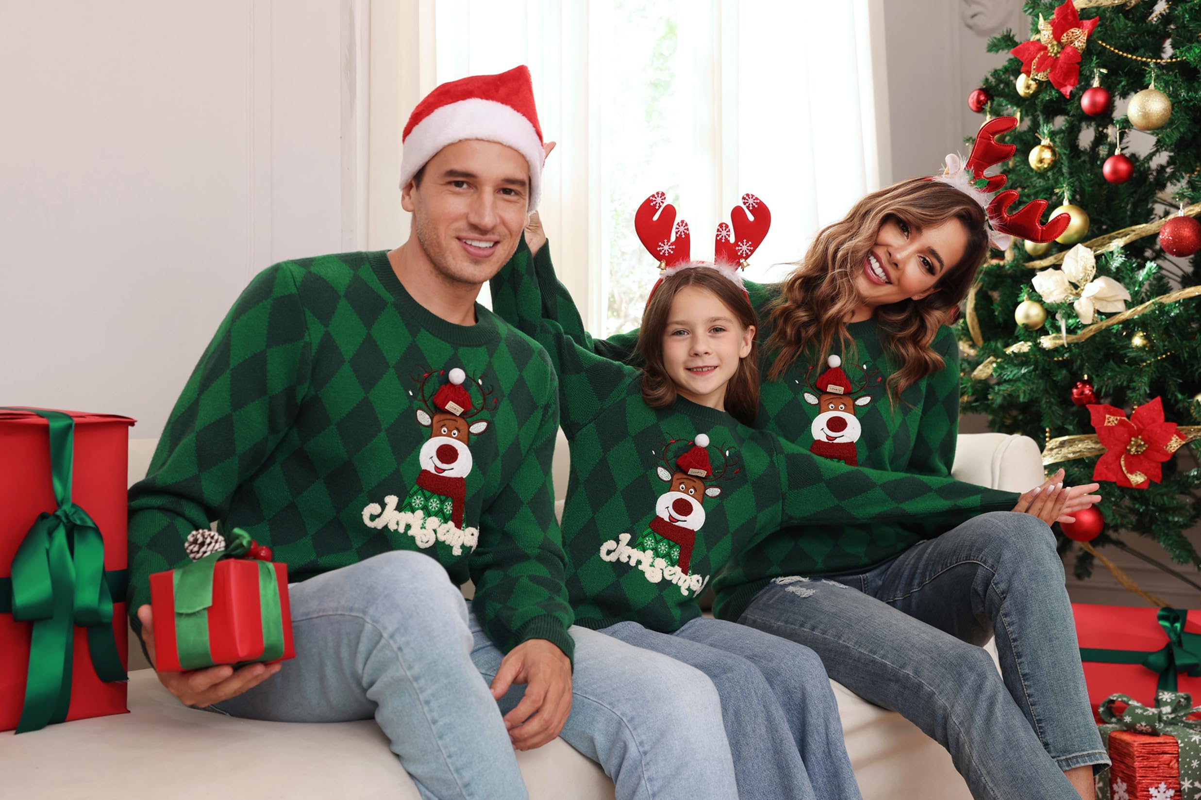 Totatuit Maglione Natalizio da Donna Maglione Lavorato a Maglia Maglione Invernale da Donna con Fiocchi di Neve e Renne
