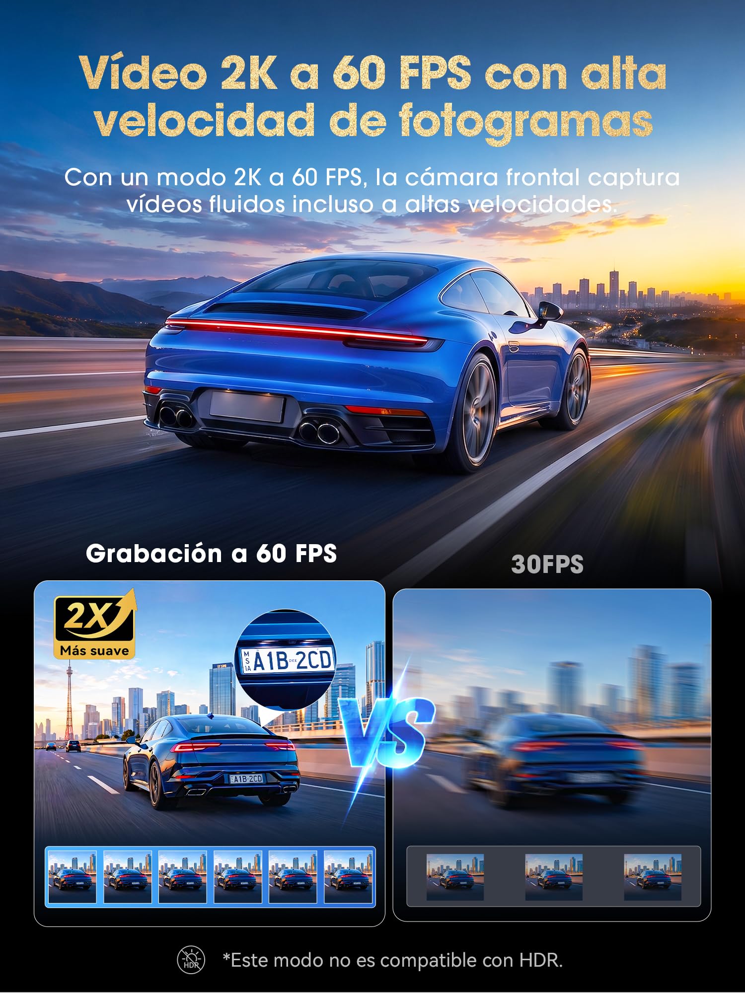 DDPAI Z60 Master 4K+2K Dash CAM Coche, STARVIS2 IMX678, HDR Dual Dashcam, Incluye Tarjeta de 64GB, 5G WiFi6, 2K/60FPS, GPS, 3" IPS, Visión Nocturna IA ISP, Modo Aparcamiento 24h, ADAS, 4G Disponible