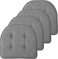 Vista 127 de Sweet Home Collection - Cojín de espuma viscoelástica para silla con capitoné, antideslizante, parte trasera de goma, en forma de U, 17 x 16 Gris