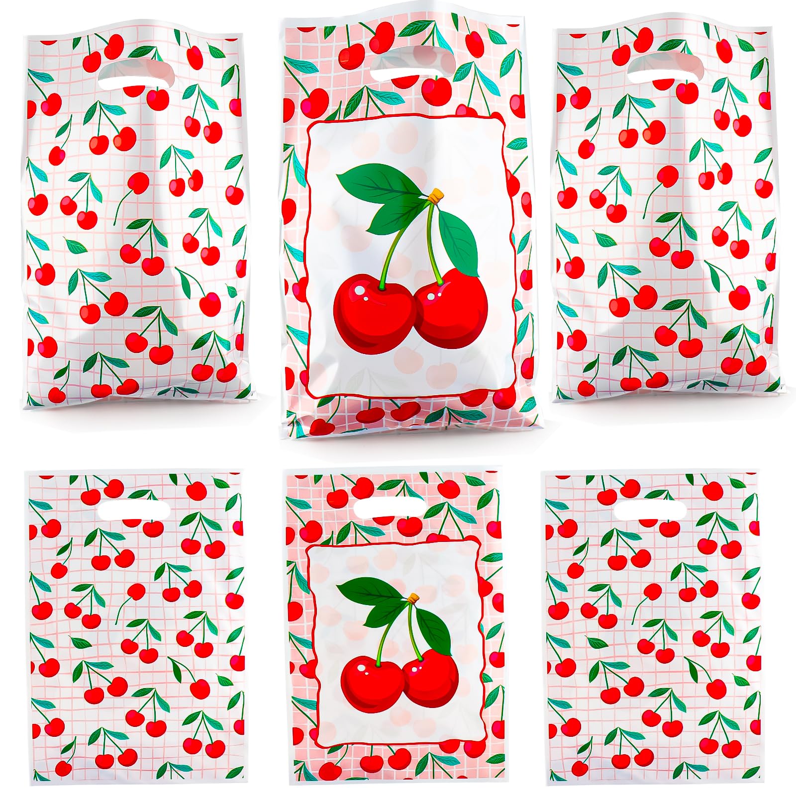 30 PCS Cherry Party Gift Bags,Vibrant Plastic Berry Candy Treat Bags for Fruit Themed Birthday Parties, Baby Showers & Weddings Perfect Favor Bags for Fruit Celebrations