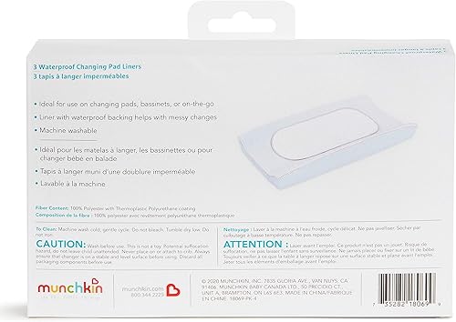 Miniatura 6 de 3 almohadillas impermeables para cambiador de bebé de Munchkin  3 Count Blanco