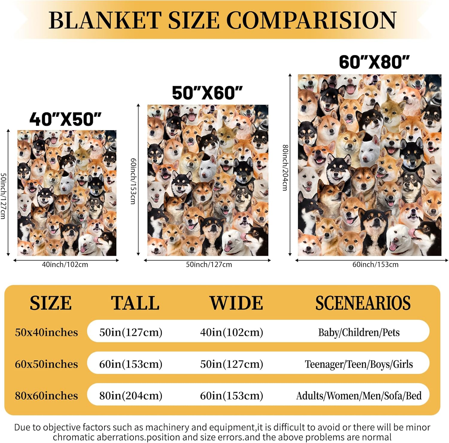 Shiba Inu Dog Blanket, Soft Fleece Throw Blanket for Couch Bed Sofa, Cozy Shiba Inu Gifts for Women Kids Adults, Plush Dog Lover Blanket Home Decor, 50"x60"