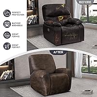 Vista 6 de Fundas para sillas reclinables con aspecto de cuero, funda elástica de 4 piezas, funda suave para silla reclinable, protector de muebles lavable