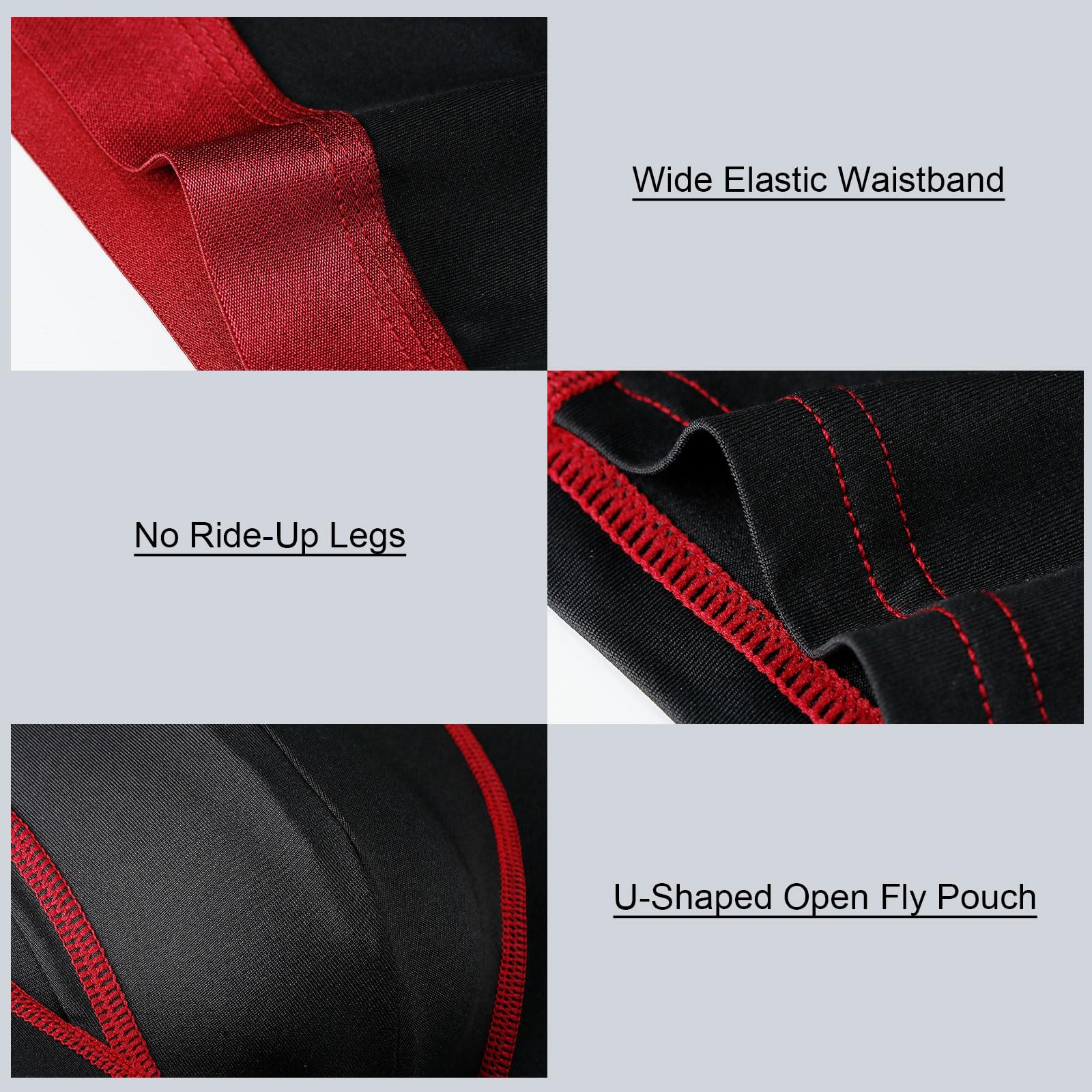 Nuofengkudu Lot de 6 Boxer Homme Sport Calecon Ouvert Poche Boxer Anti Frottement Caleçon Elasthane Polyester Flex Respirant Confort Ado Stretch Fitted sous Vetement Running