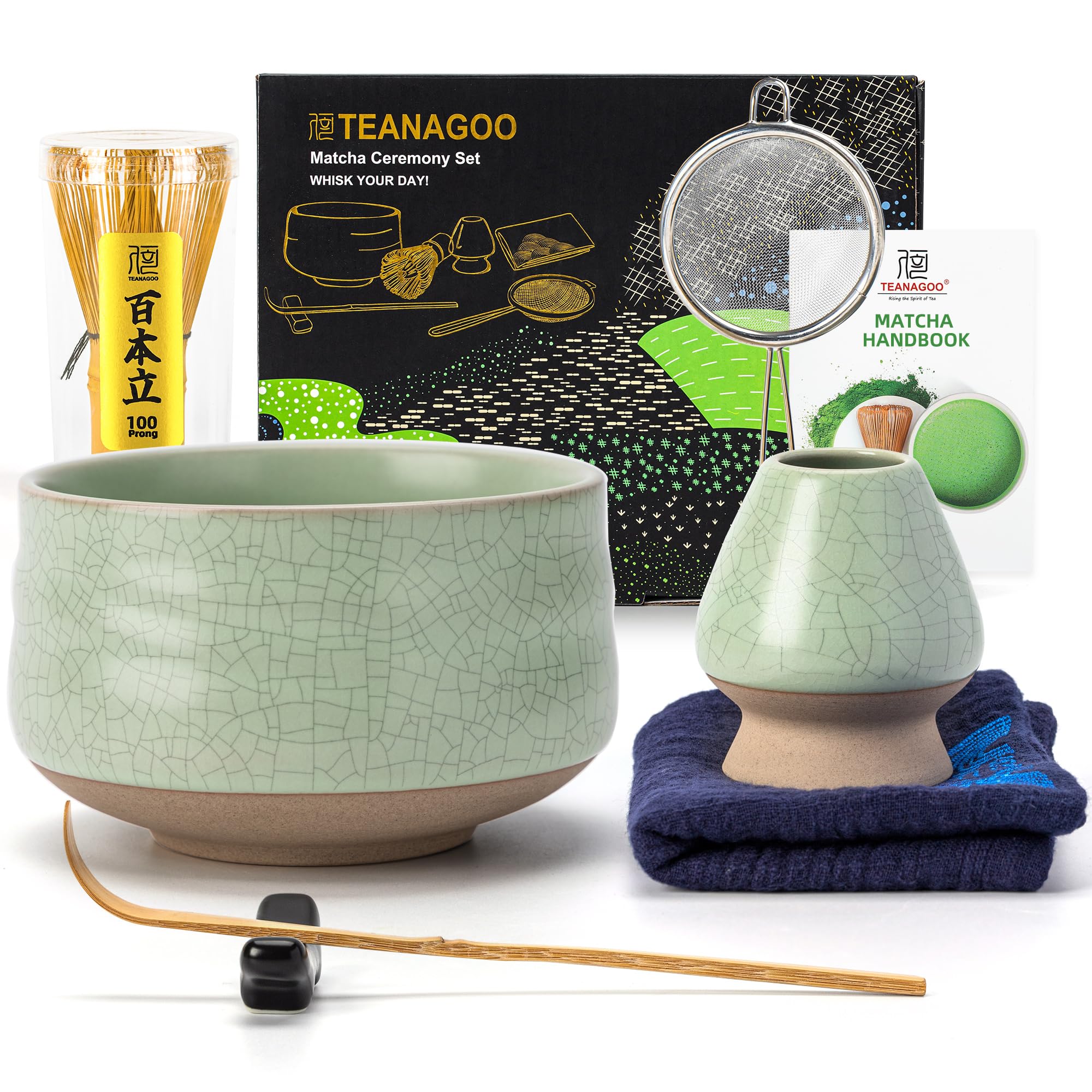 Sponsored Ad – TEANAGOO Matcha Set, 7 Pcs Matcha Kit for Ceremony, Matcha Whisk Set, Ceramic Matcha Bowl, Matcha Tea Set for Making Breakfast/Matcha Latte, Bamboo Matcha Whisk (Chasen), Gift for Matcha Lover