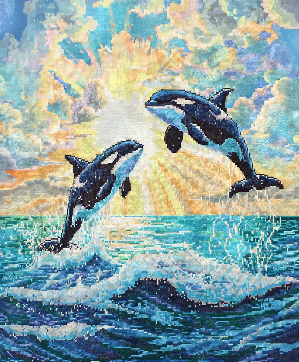 Amazon.com: Ocean Scene Jumping Killer Whale DIY 11CT Stamped