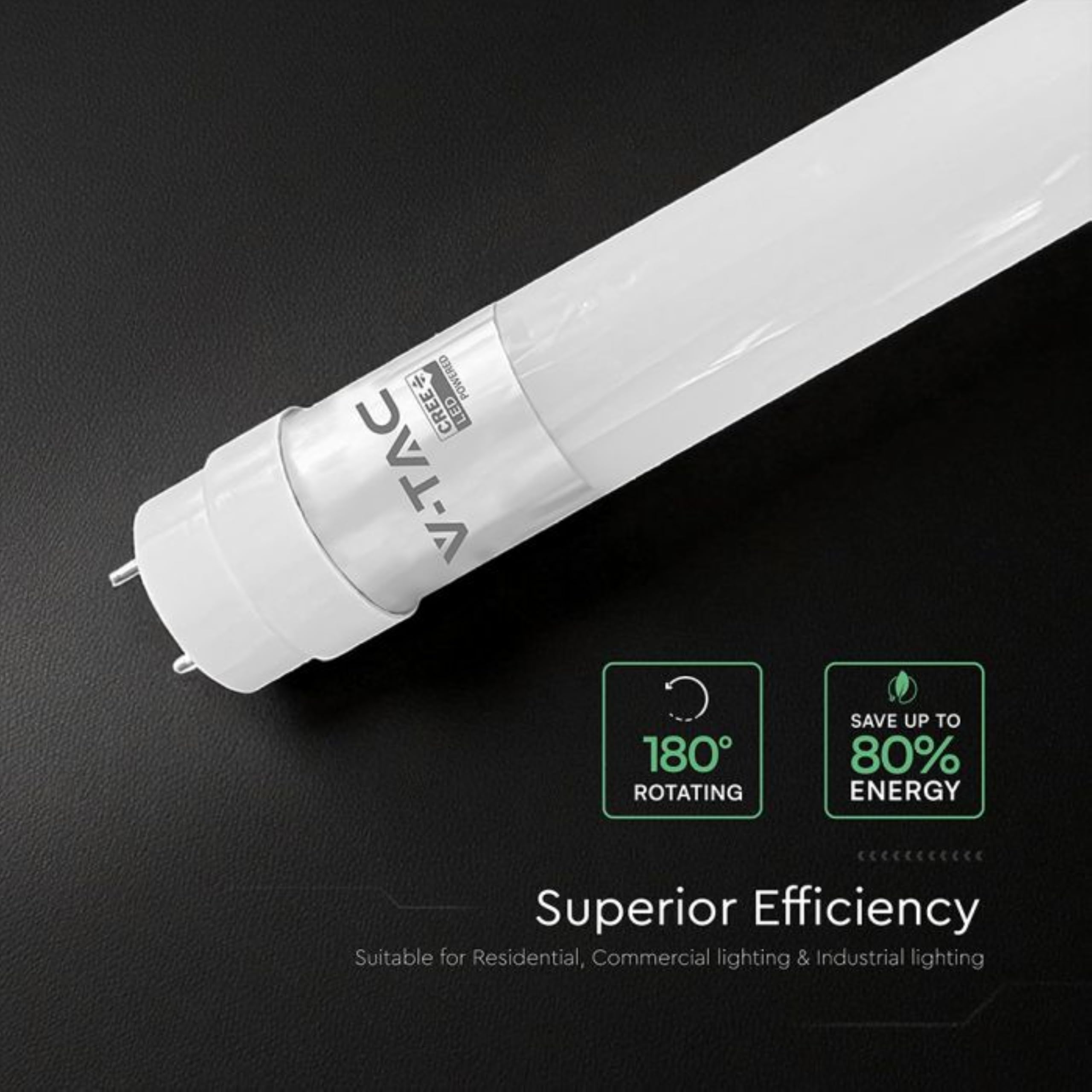 V-TAC 4 x lampa LED 60 cm – G13-9 W – [Chip CREE LED o wysokiej wydajności] 850 lumenów – lampa LED do sufitu, ściany lub garażu – rura LED w kształcie T8 – wymiana neonu – naturalne światło 4000 K