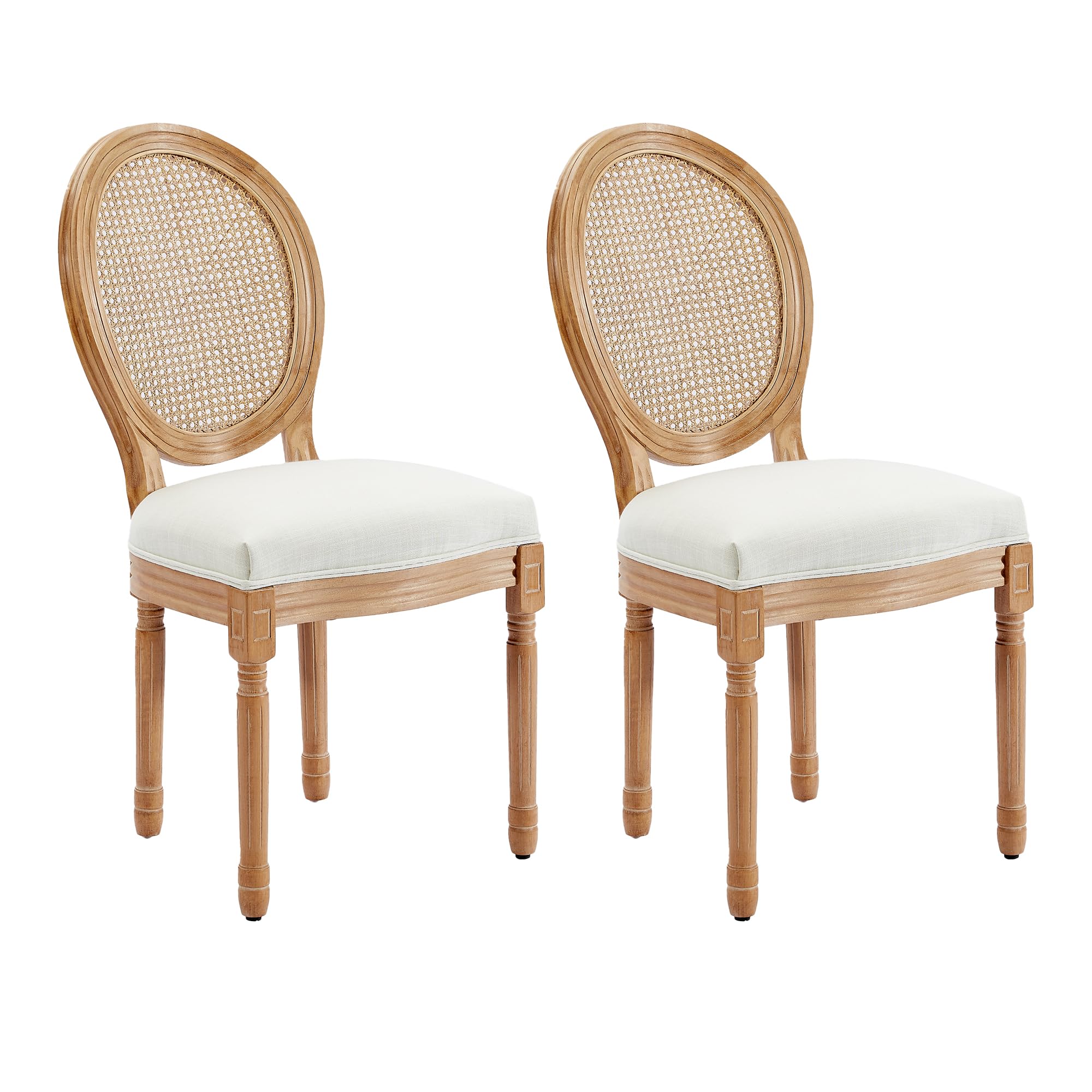 Kiztir Rattan Dining Chairs Set of 2, Mid Century French Country Dining Chairs Farmhouse Dining Accent Chairs with High Back for Dining Room, Kitchen