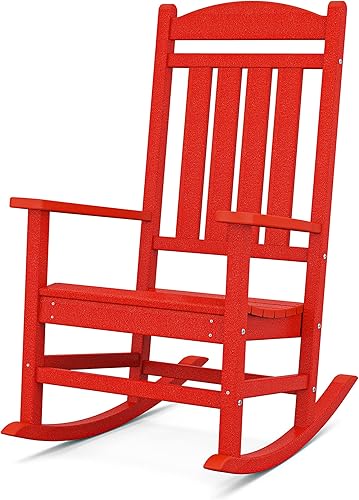 POLYWOOD - Silla mecedora presidencial, para exteriores, color rojo atardecer, R100SR