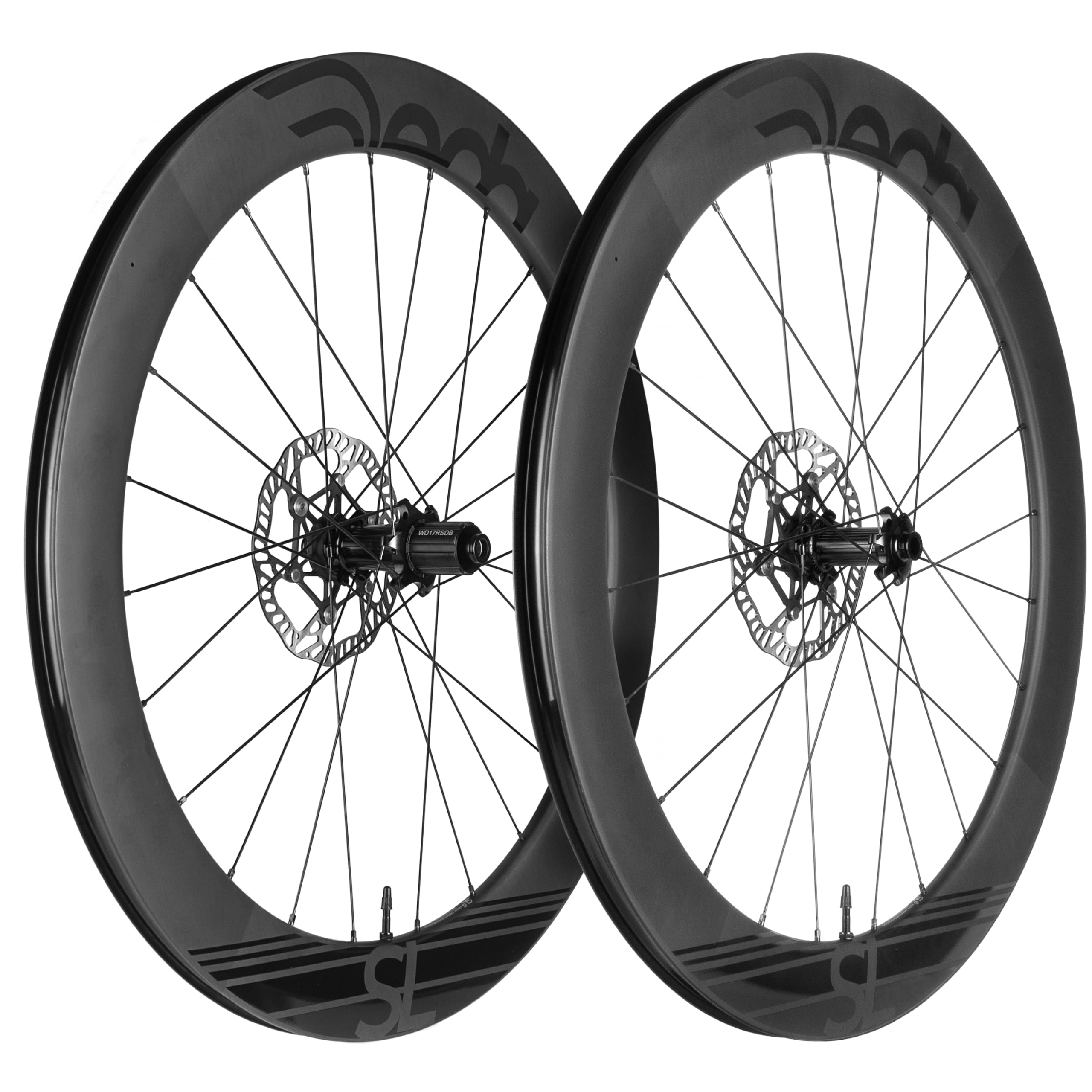 Deda Elementi SL6 DB Carbon Wheelset, Shimano Freehub, Polish On Black (PoB)