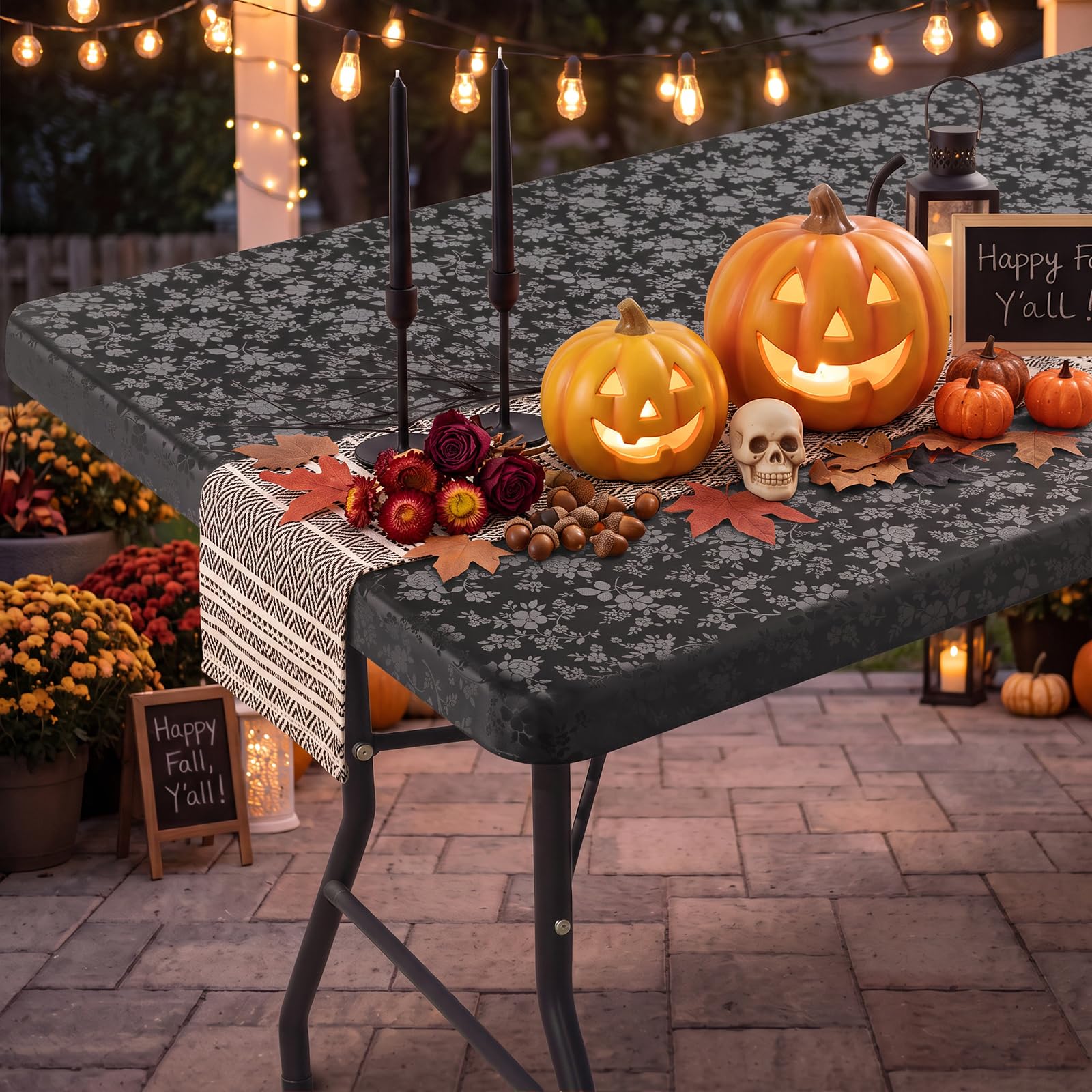Smiry Heavy Duty Vinyl Fitted Tablecloths for 4 Foot Rectangle Tables