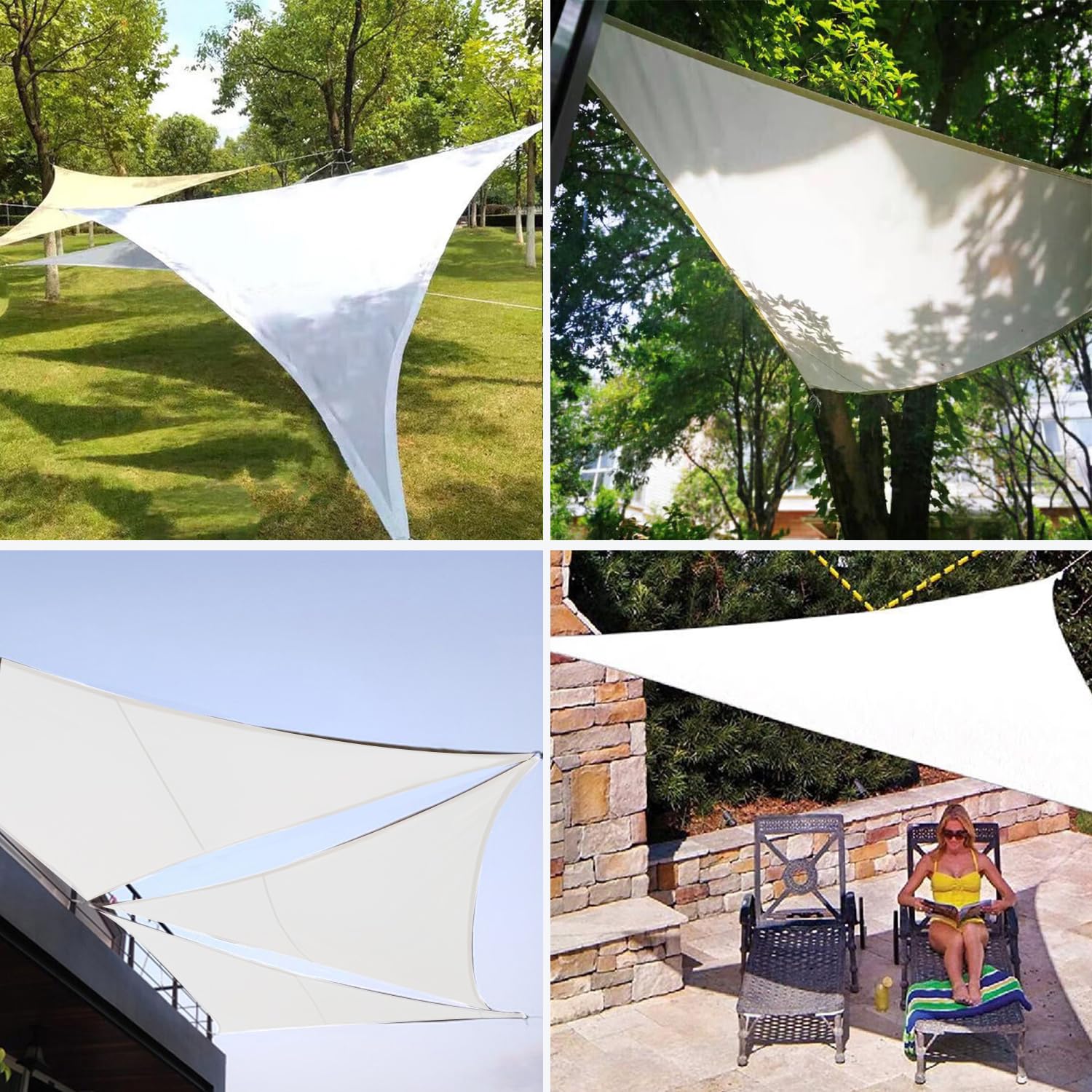 Voile d'ombrage Imperméable Triangulaire 3x4x6m,Toile Ombrage Protection Solaire avec Cordes,UV Blocage Voile de Soleil Abri pour Patio Jardin,Carport,Terrasse,Piscine,Balcon