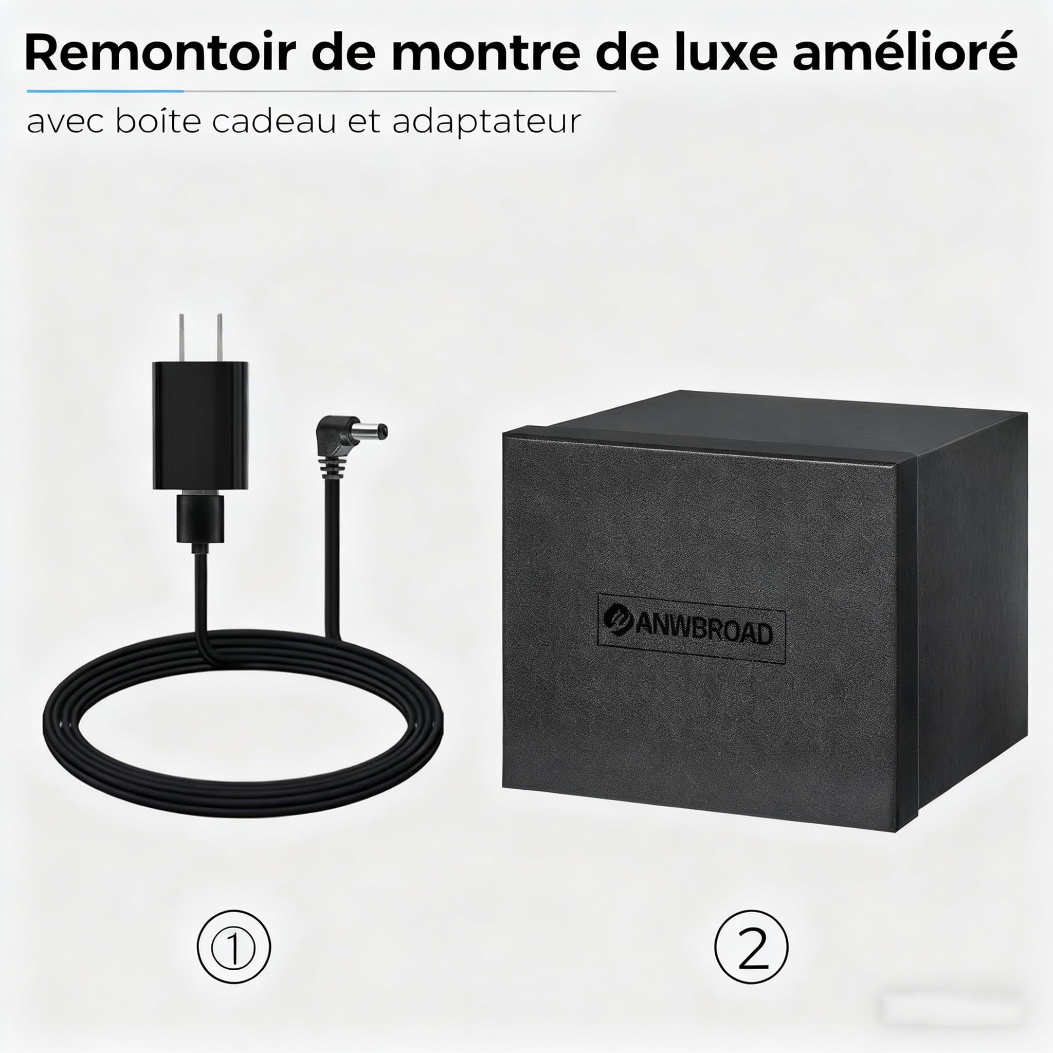 ANWBROAD Remontoir Montre Automatique 4 Modes 6 Montres Remontoir Montre Automatic avec LED Bleues Boite Ecrins pour Watch Winder Porte en Acrylique JWW013M