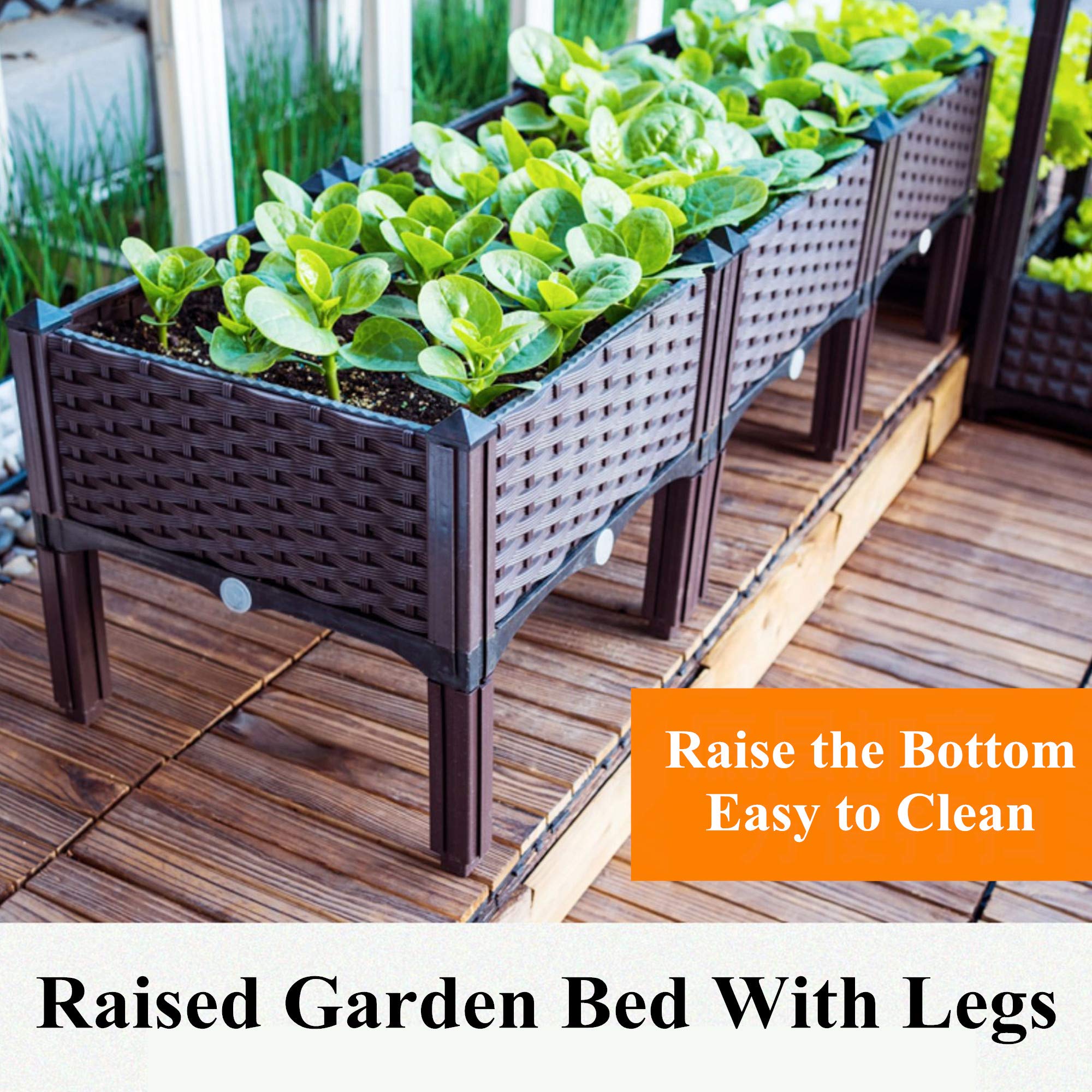 Jardinería Balcón Terraza Cama Cultivo BAOYOUNI - Jardineras Rectangulares De  Plástico Para Exterior Cama Cultivo Plástico BAOYOUNI Interior Exterior, image size:2000x2000