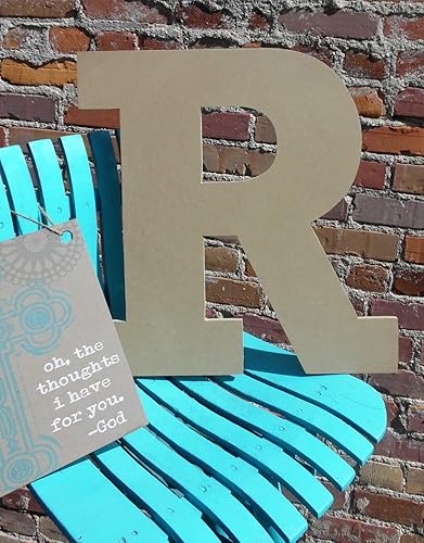 Miniatura 2 de Letra R de madera de 24 pulgadas sin terminar, fuente Rockwell, corte artesanal de 1-4 pulgadas MDF