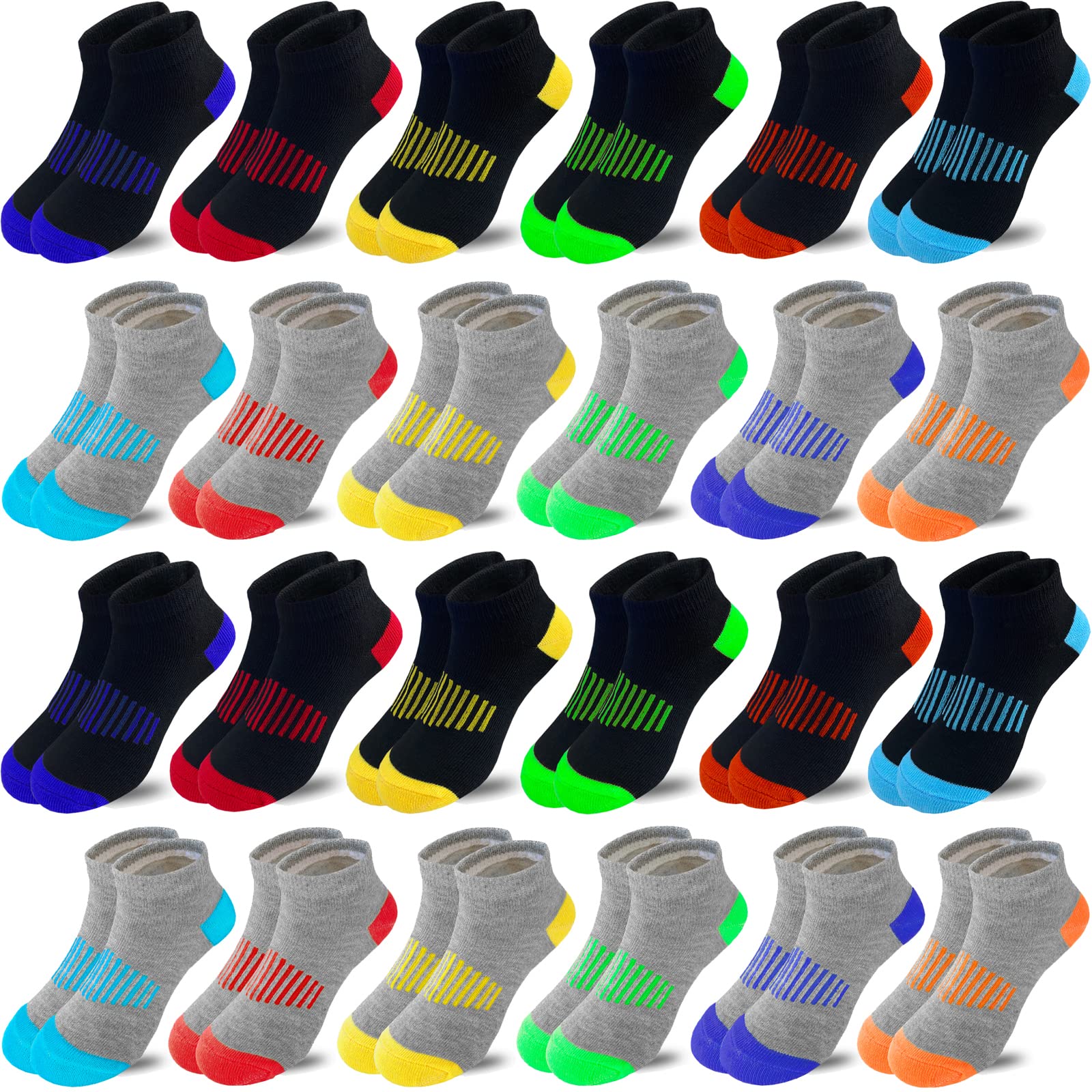 TsmollyuBoy Socks 24 Pairs Ankle Athletic Cotton Socks Half Cushioned Low Cut Sock Ankle Athletic Cotton Sock