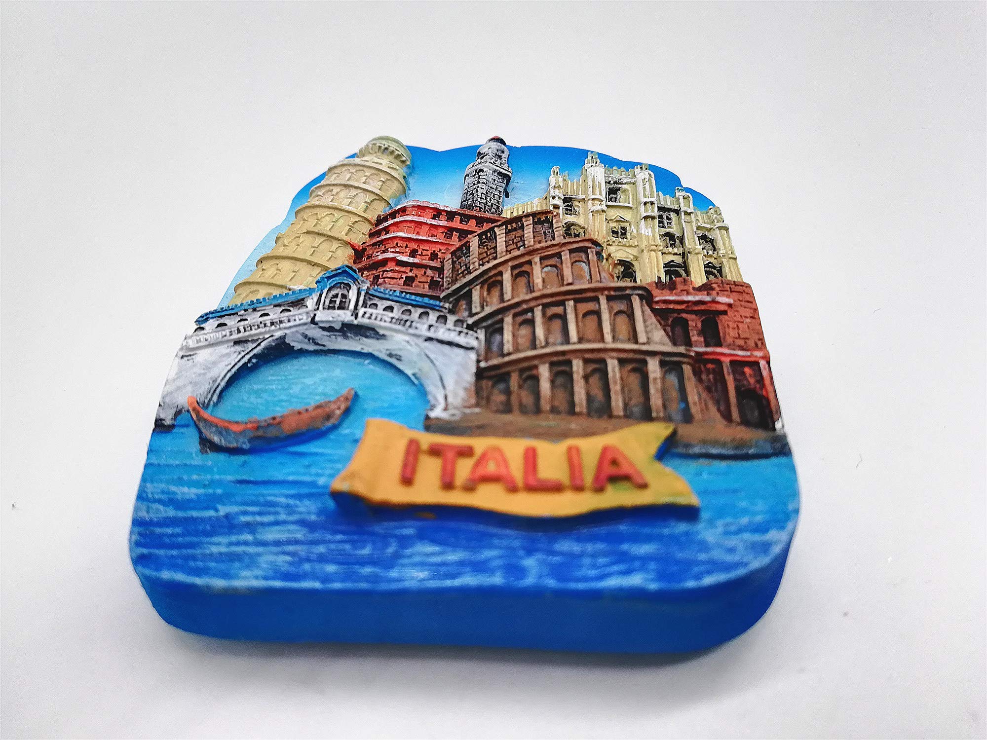 Set 5 Magnetini 3D Frigorifero Italia: Roma, Venezia, Firenze, Milano, Pisa - Souvenir Artigianali In Resina - Regalo Decorazione Casa