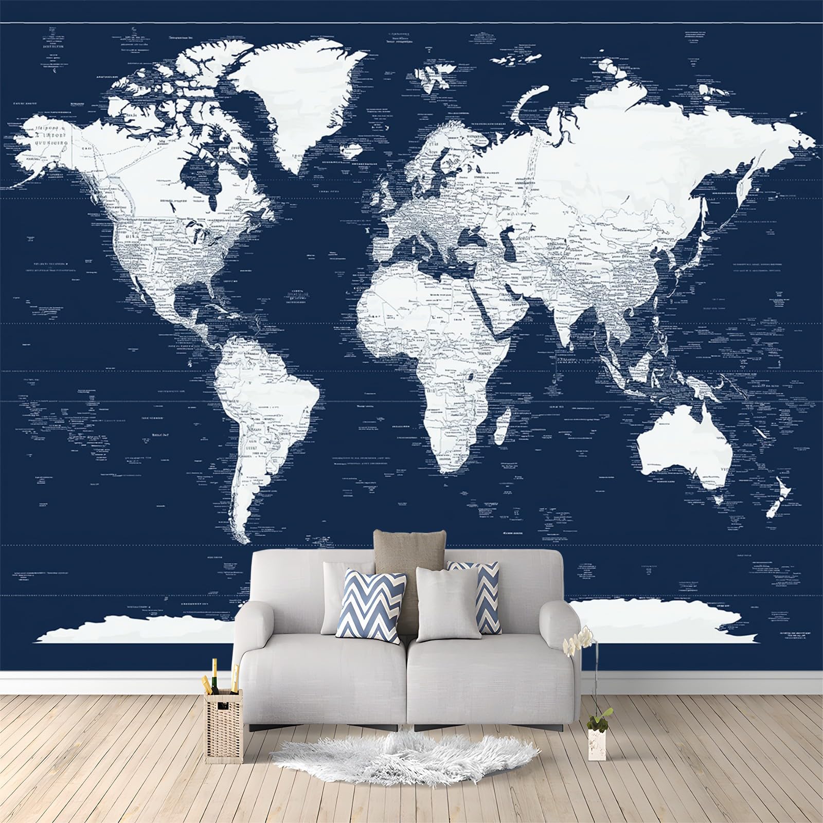 Tapeta murale niebieska abstrakcyjna mapa świata 350 x 256 cm 3D sztuka fototapeta, druk HD mural ścienny gigantyczny plakat, nowoczesny salon sypialnia pokój dziecięcy tło dekoracja ścienna