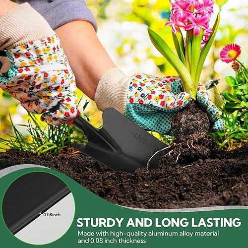 Miniatura 5 de Juego de 10 herramientas de jardinería de alta resistencia, material de acero al carbono reforzado con mango ergonómico antideslizante, bolsa de