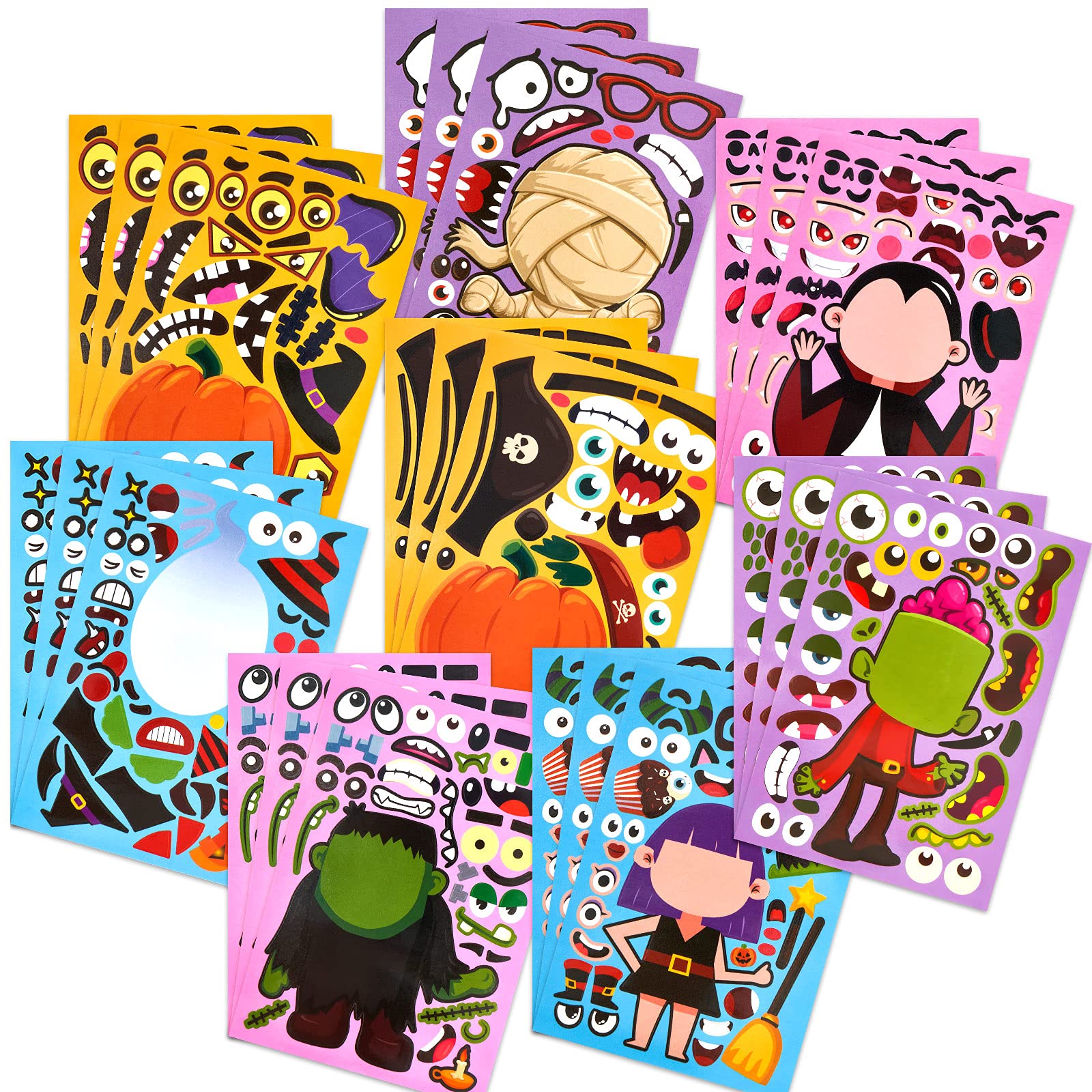 Buy Halloween Make a Face Stickers, Trick or Treat Pumpkin Face Craft Stickers, 25Pcs DIY