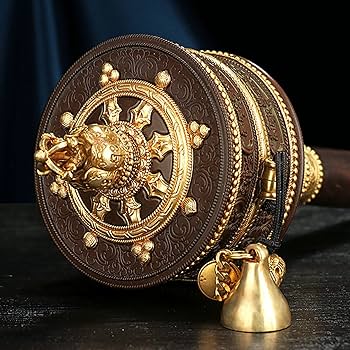 Amazon｜銅製手持ちマニ車、木製ハンドル付きチベット仏教マニ車、静か