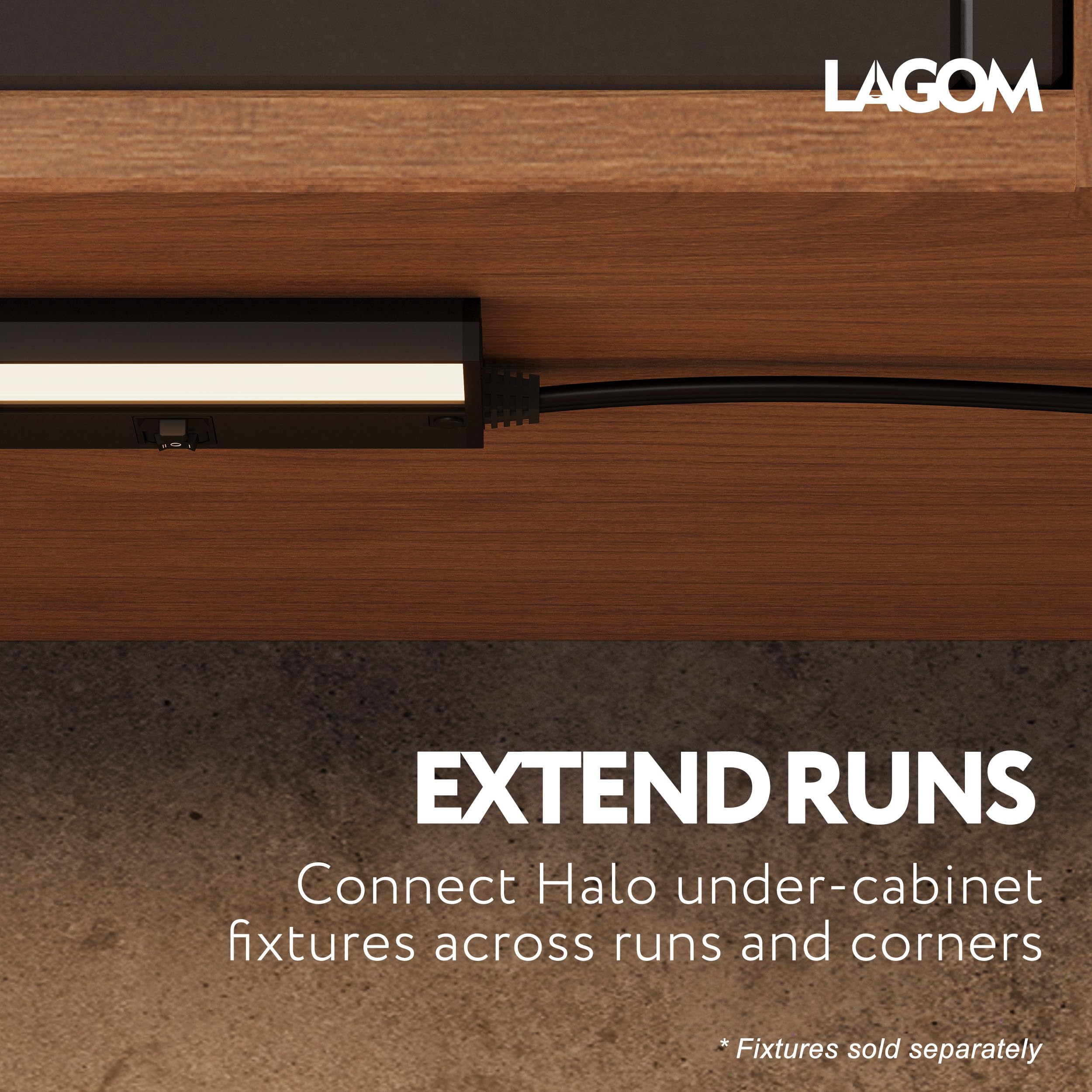 Lagom 12-Inch Linking Cable for Halo Series Under-Cabinet Light Fixtures, Black, LC0112BK — Amazon image 6