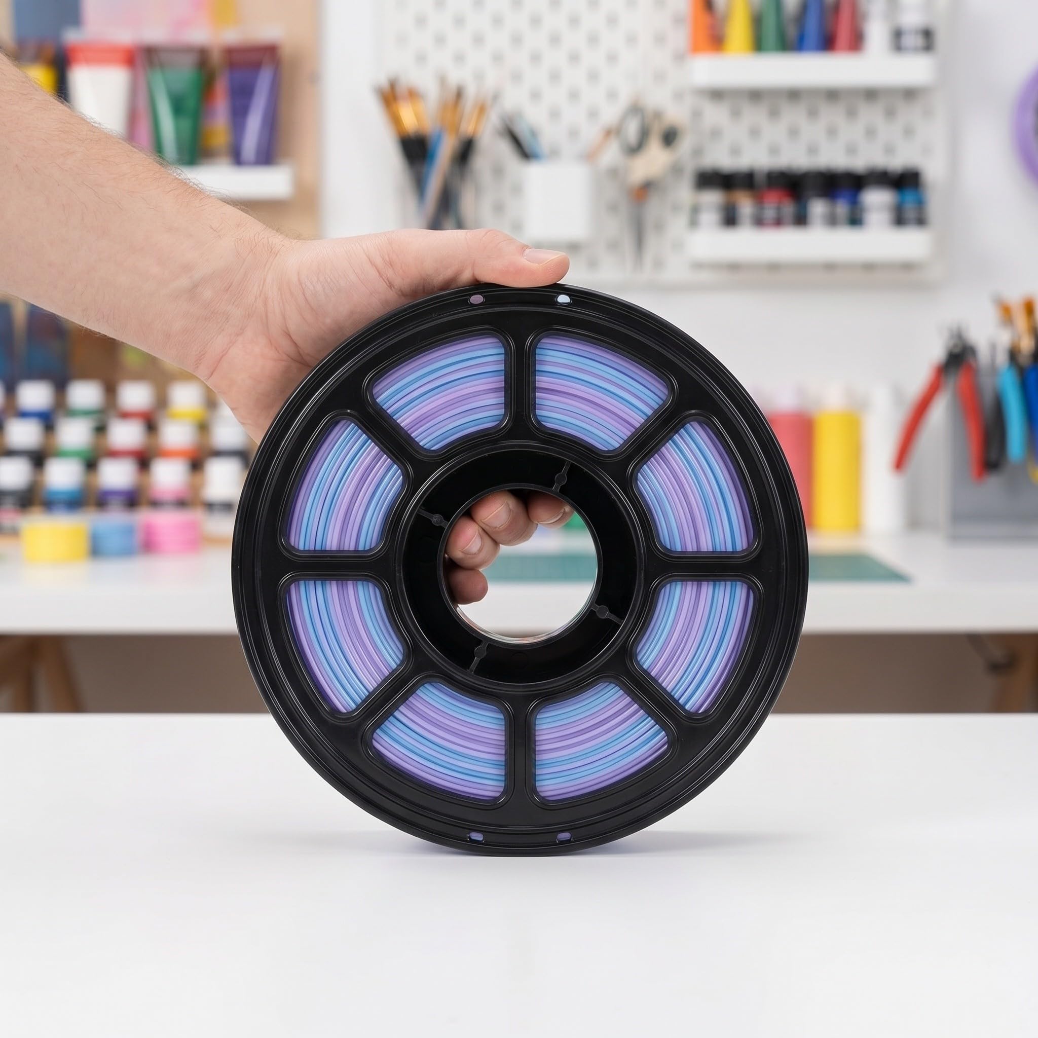 Healeved 1 Rolle zweifarbiges PETG-Filament (Himmelblau/Rosa), 1,75 mm ± 0,02 mm, Hochgeschwindigkeits-3D-Druckerfilament, glänzendes PETG, 1 kg (2,2 lbs) Spule für Kunst, Handwerk und DIY-Projekte