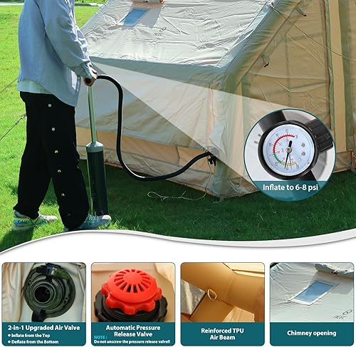 Miniatura 5 de Nice C Tienda inflable para camping, tienda de campaña glamping para adultos, tiendas de campaña inflables, con bomba de aire, válvula de aire 2 en