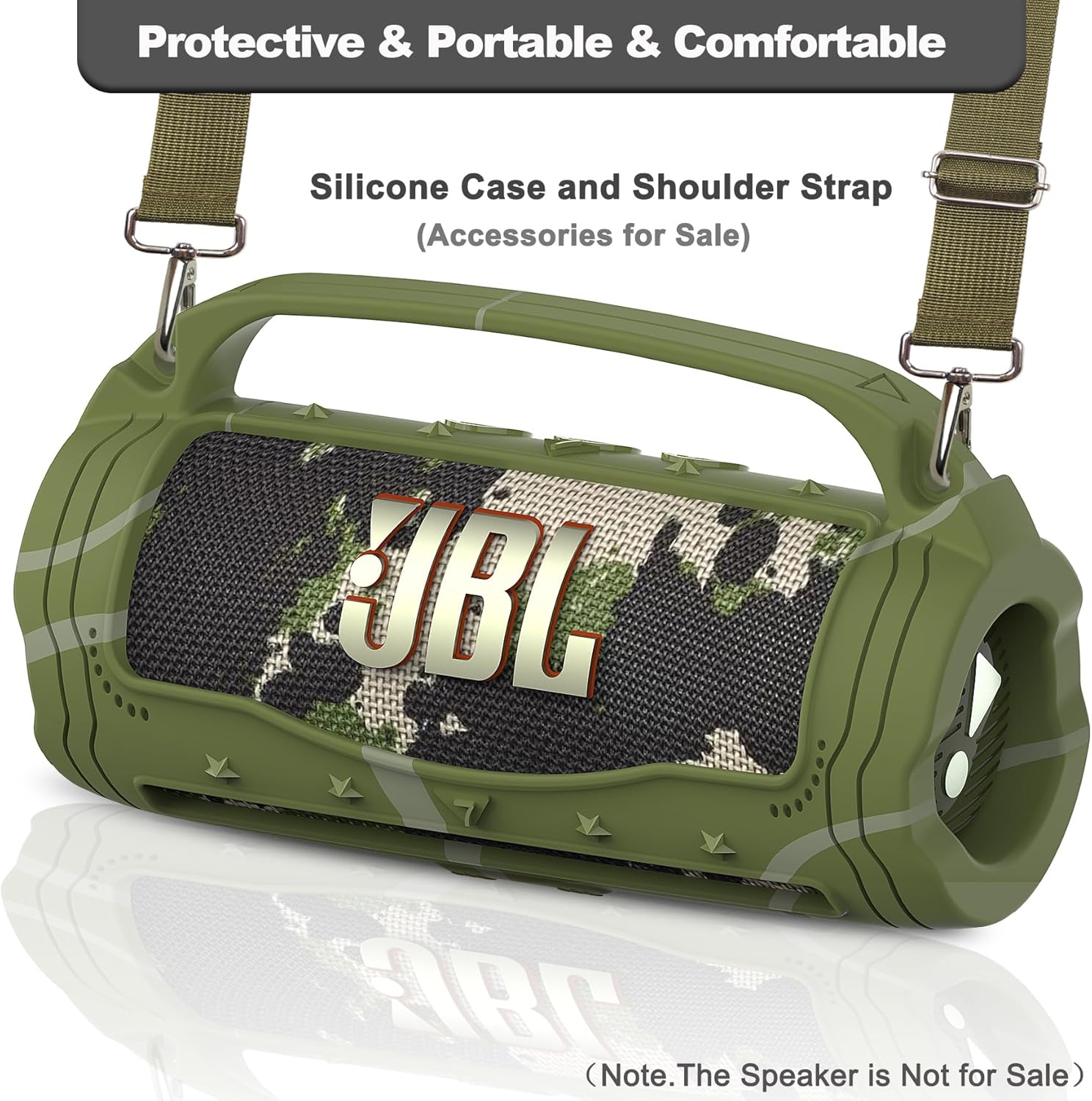 JCHPINE Silicone Cover Case for JBL Flip 7 Portable Speaker, Accessories for JBL Flip 7 Protective Case with Silicone Handle (Squad) - Image 3