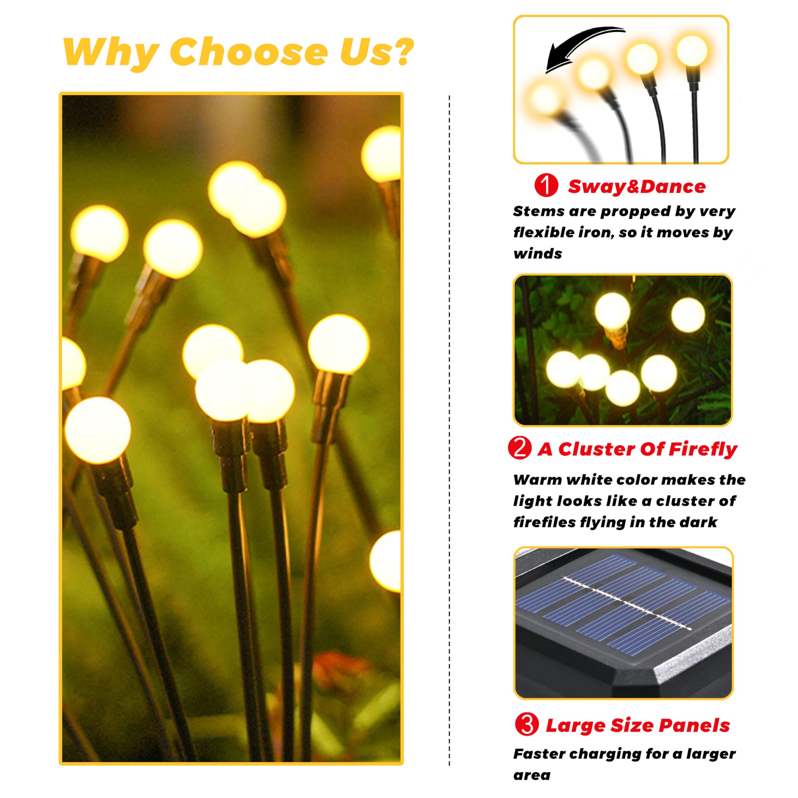 Luci solari da giardino per esterni, confezione da 4 pezzi da 32 LED, luci lucciole esterne per cortile, patio, sentiero, prato, luce solare da giardino, decorazione paesaggistica, regalo per donne
