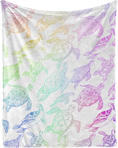 Manta de tortuga marina, suave, mullida y cálida, manta pequeña de 30 x 40 pulgadas para sofá, oficina, bonita manta rosa para niños