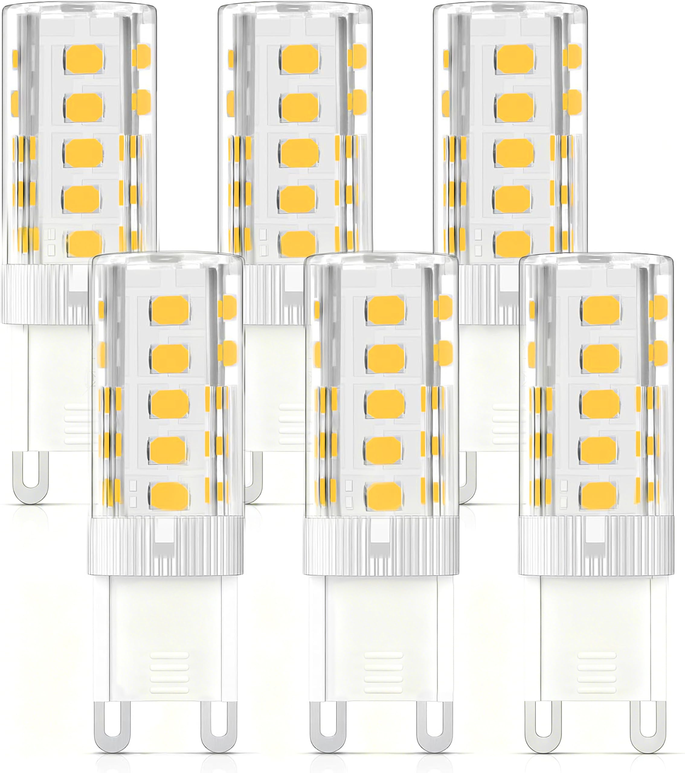 G9 LED Bulbs Warm White 3W, 3000K, Equivalent G9 430lm Halogen Light Bulbs, Light Bulbs Warm White, No Flickering, Non-Dimmable, Energy Saving for Home Lighting Decor Chandelier Ceiling, 6 Pack