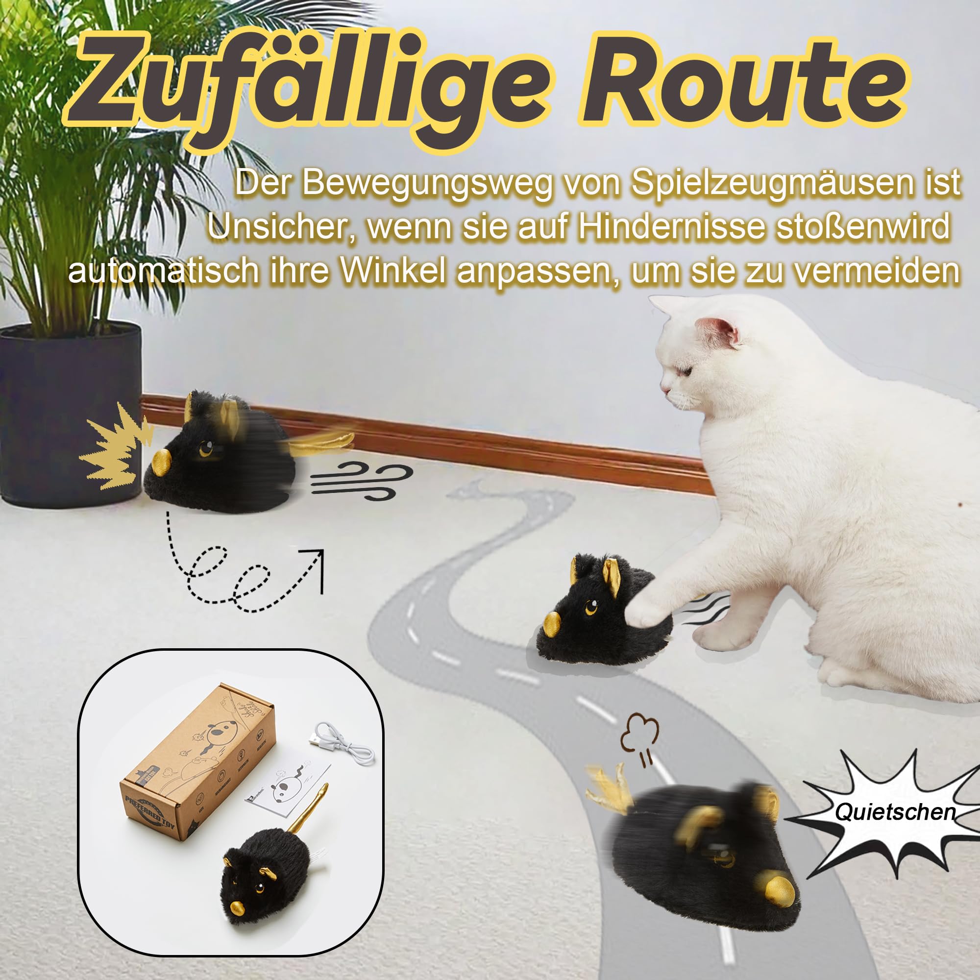 Giocattolo Interattivo Per Gatti Vealind - Topo Con Coda Lunga E Movimento Automatico - Foto 5