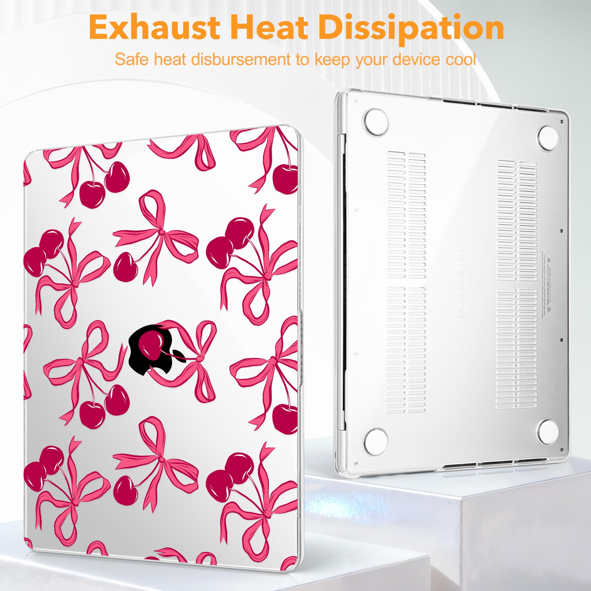 Compatibile con M4 MacBook Pro 16 pollici Case 2024 (A3403 A3186) 2023 (M3 A2991 M2 A2780) 2021 (M1 A2485) Pro/Max, cover rigida in plastica per Mac Pro 16, fiocchi e ciliegie