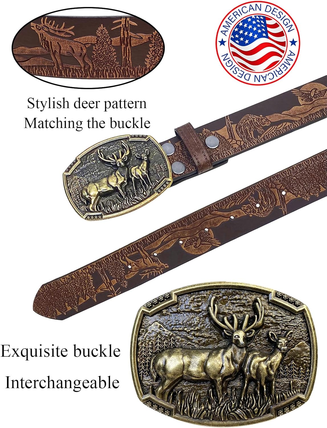 TOPACC Western Belts for Men Woman Western Belt Buckle Cowgirl Cowboy Leather Country Belt for Jeans Pants Gift - Image 2