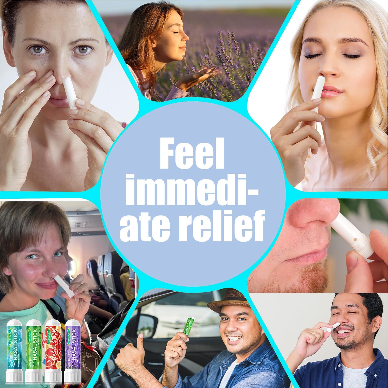 Nasal Stick 4 Pack, Bastone Nasale Agli Oli Essenziali, Inalatore Nasale per Aromaterapia Alla Menta, Rapido Sollievo dal Naso Chiuso,Effetto Fresco Lenitivo,Migliora la Concentrazione