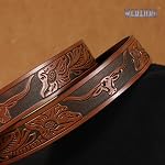 WEROFUR Hommes Western Cowboy Belt Cowgirl Belt Western Cuir Ceinture véritable en cuir avec ceinture gravée florale pour Jeans