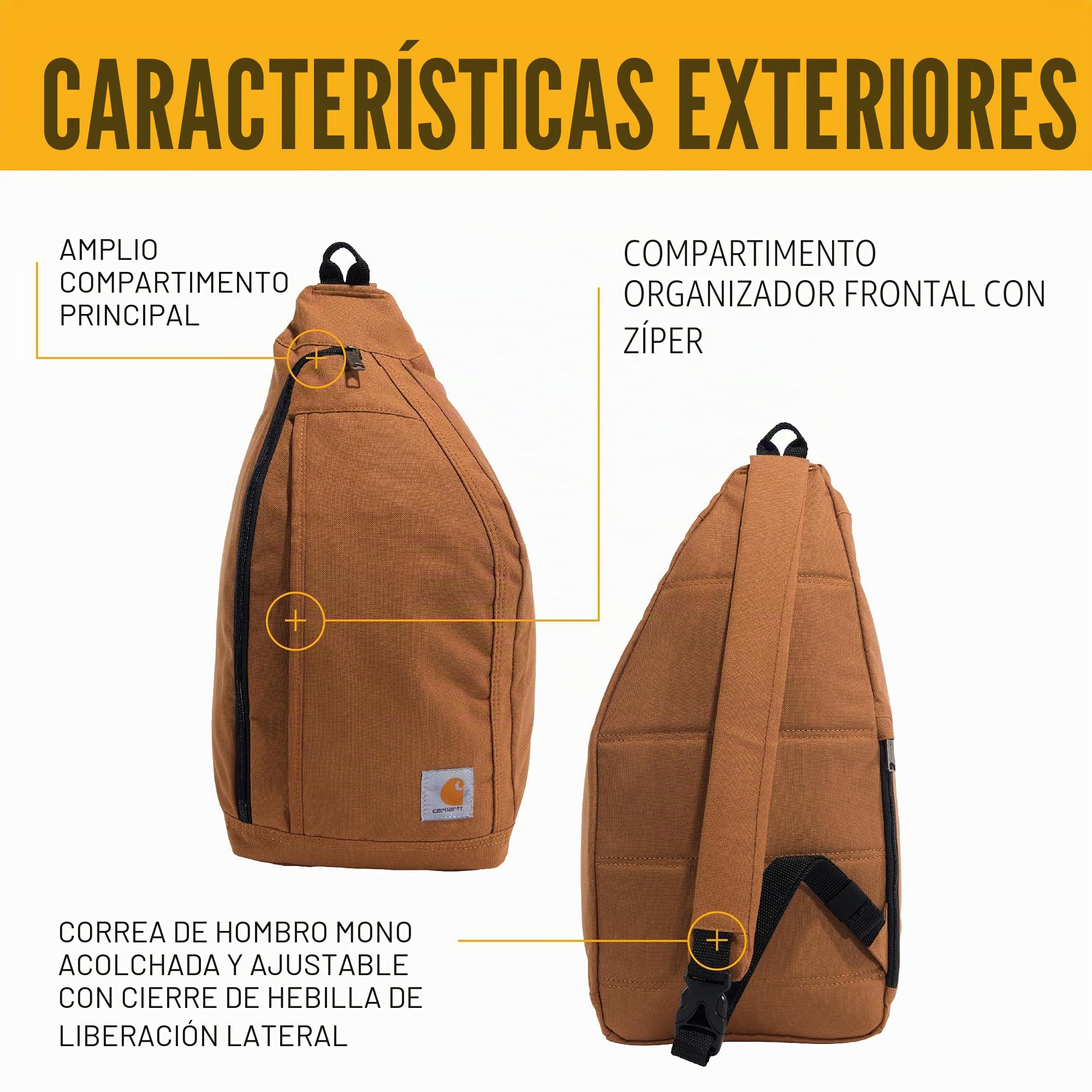 Carhartt Durable Sling Bag, Crossbody Backpack With Side Release Buckle, Tablet Sleeve And Adjustable Strap Mochila tipo bandolera Unisex adulto (Pack de 1)